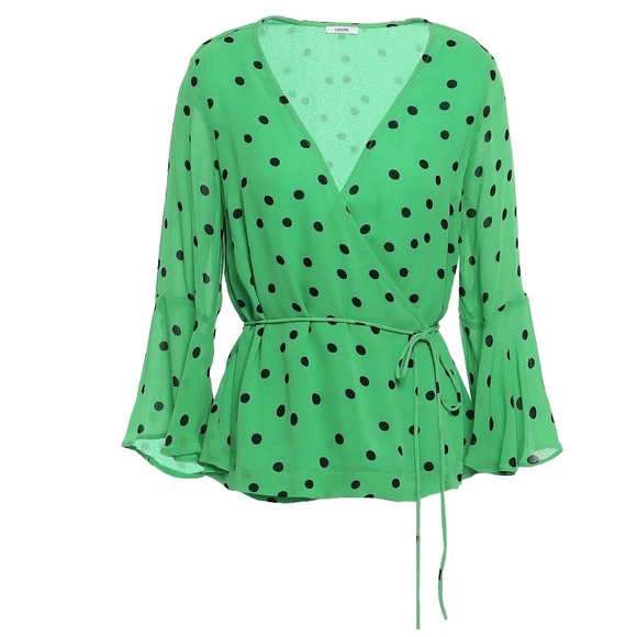 Ganni printed georgette wrap top - Picture 2 of 16